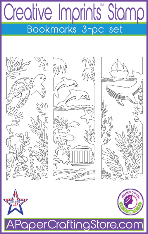 Bookmark Sea Creatures themed 3-pc stamp set