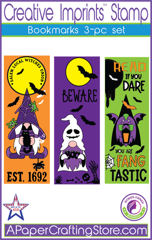 Bookmark Halloween Gnome themed 3-pc stamp set