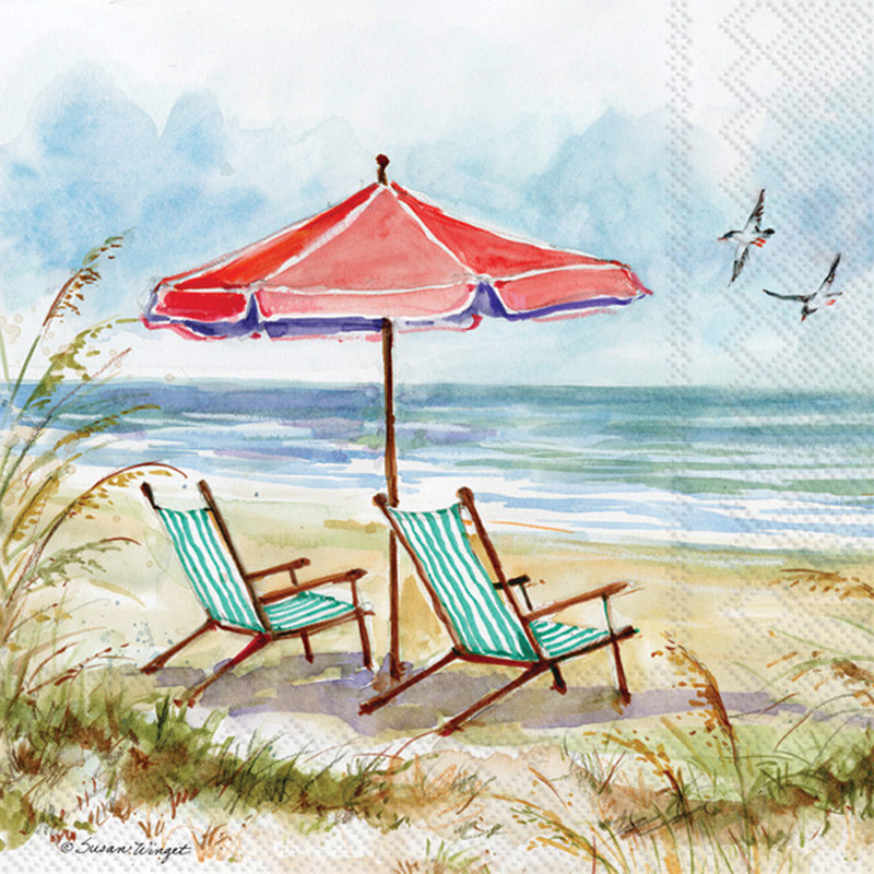 Beach Chairs - pack of 2 cocktail napkins