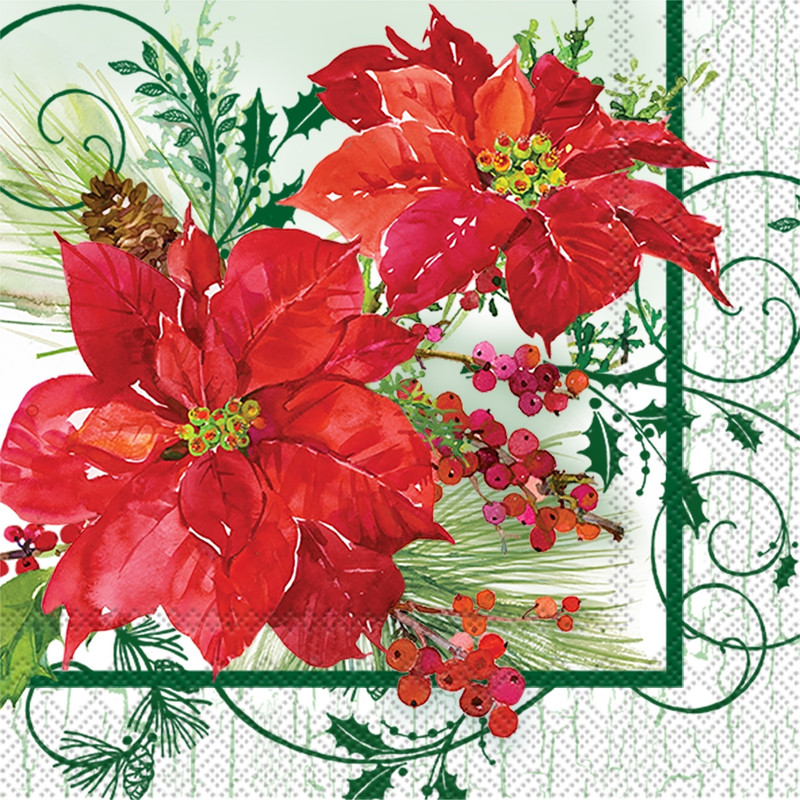 Poinsettia Crackle - pack of 2 cocktail napkins