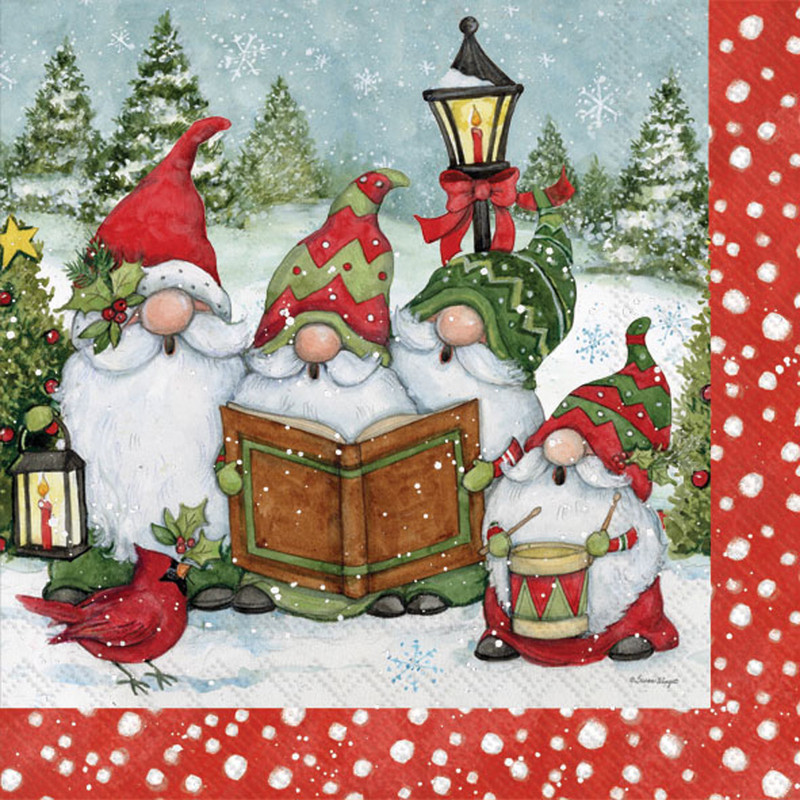 Gnome Carolers - pack of 2 cocktail napkins