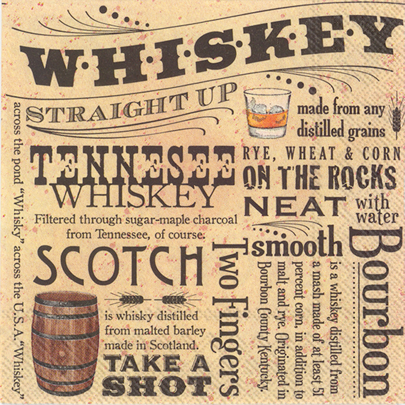 Whiskey - pack of 2 cocktail napkins