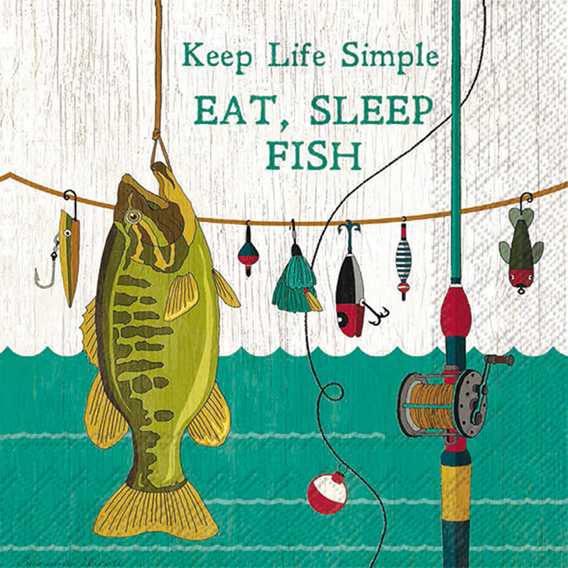Eat Sleep Fish - pack of 2 cocktail napkins