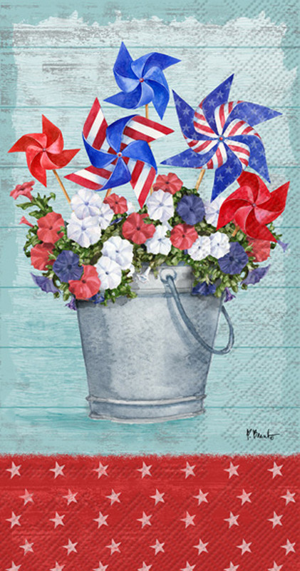 Patriotic Pinwheel Petunias - pack of 2 dinner/guest napkins