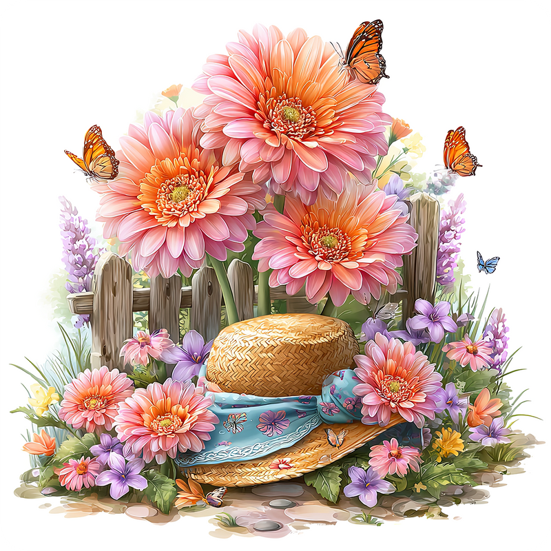 Sun Bonnet - Gerber Daisy  Peel & Place