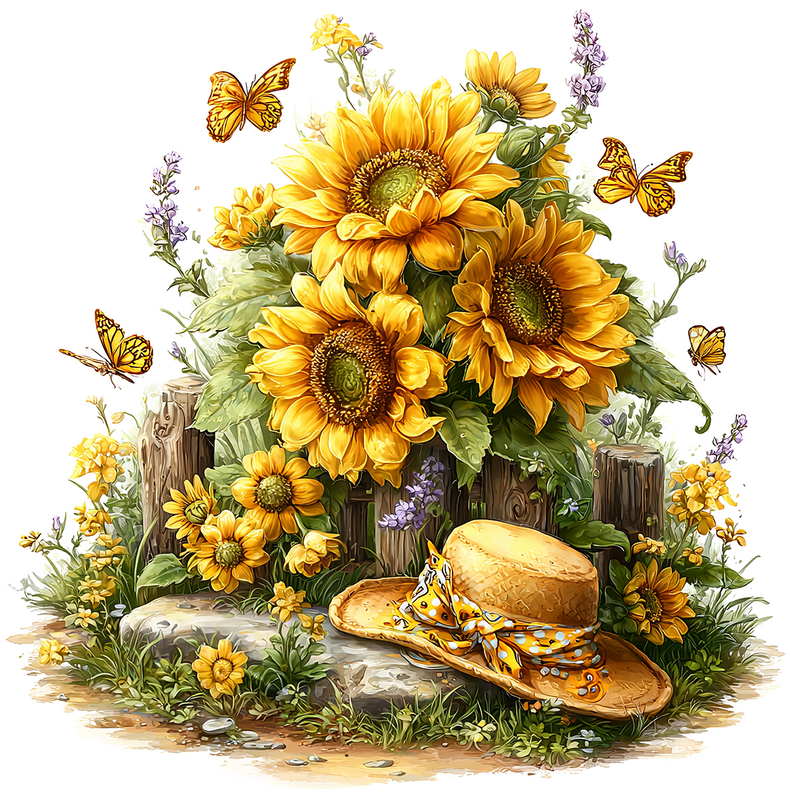 Sun Bonnet - Sunflower  Peel & Place