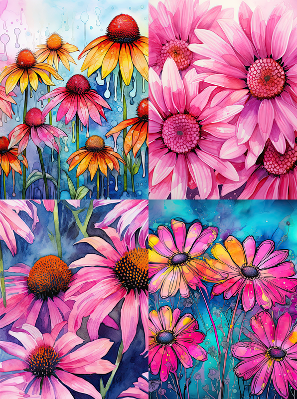 Bright Pink Flowers Peel & Place - 4 Different Images - ONLY AVAILABLE ONLINE