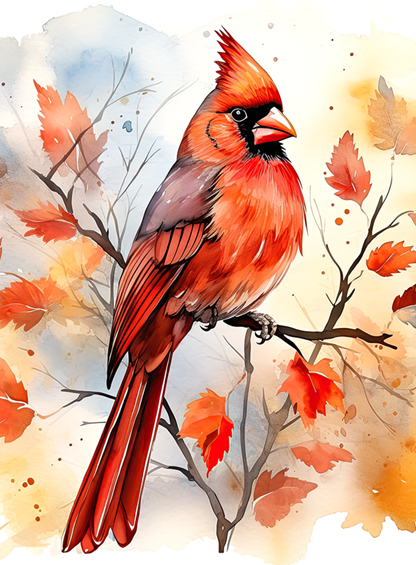 Cardinal Fall Watercolor Peel & Place
