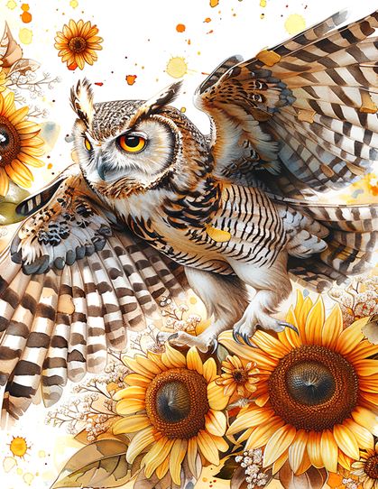 Fall Owl with Sunflowers Peel & Place