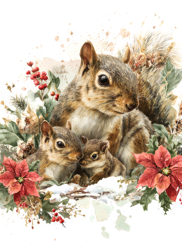 Christmas Squirrel Peel & Place