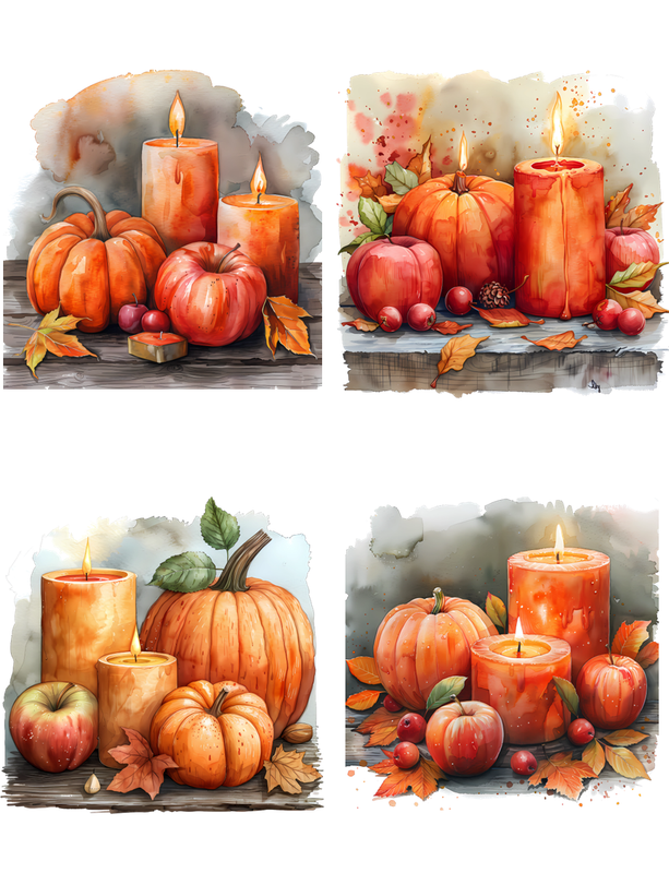 Fall Pumpkins & Candles Peel & Place - 4 Different Images - ONLY AVAILABLE ONLINE