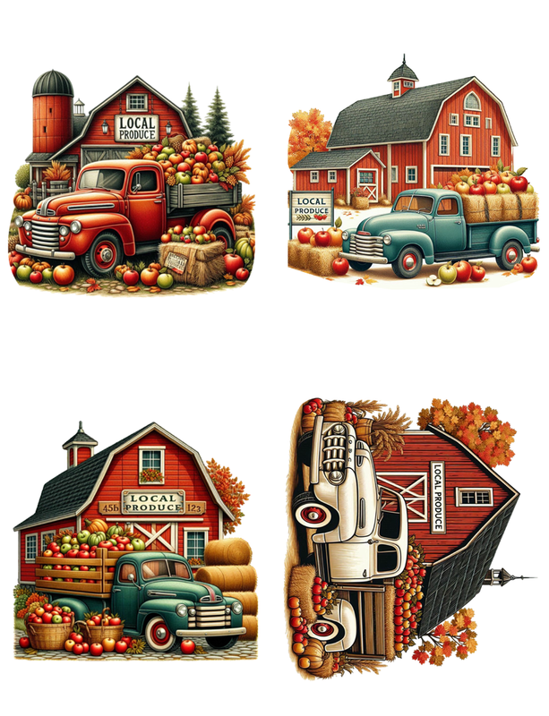 Fall Local Produce Apples & Pumpkins Peel & Place- 4 Different Images - ONLY AVAILABLE ONLINE
