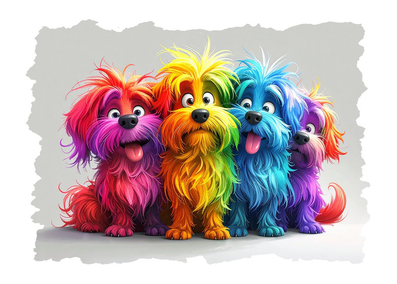 Dogs in Rainbow Fur Peel & Place