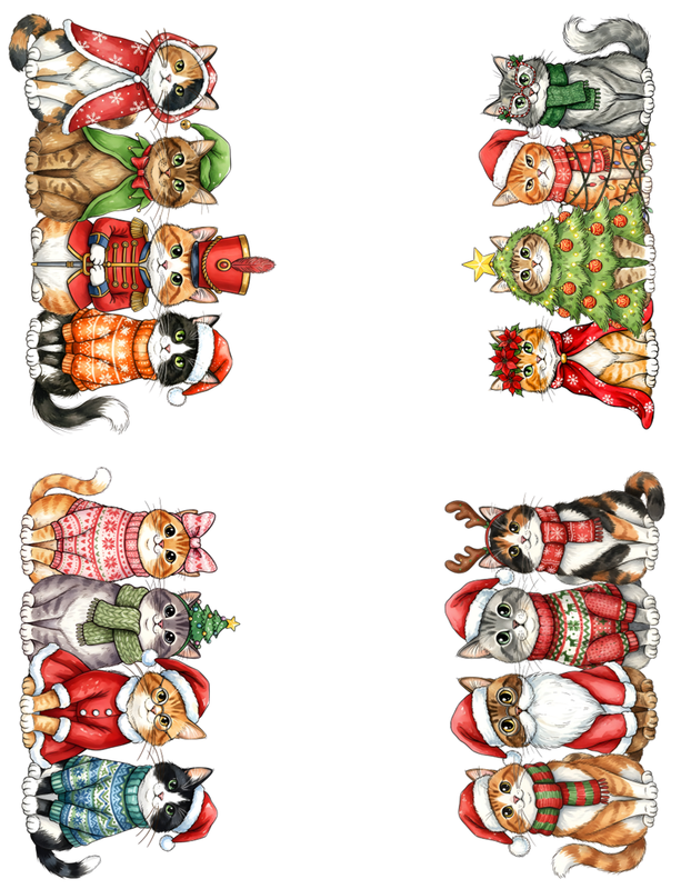 Christmas Cats Peel & Place - 4 Different Images - ONLY AVAILABLE ONLINE