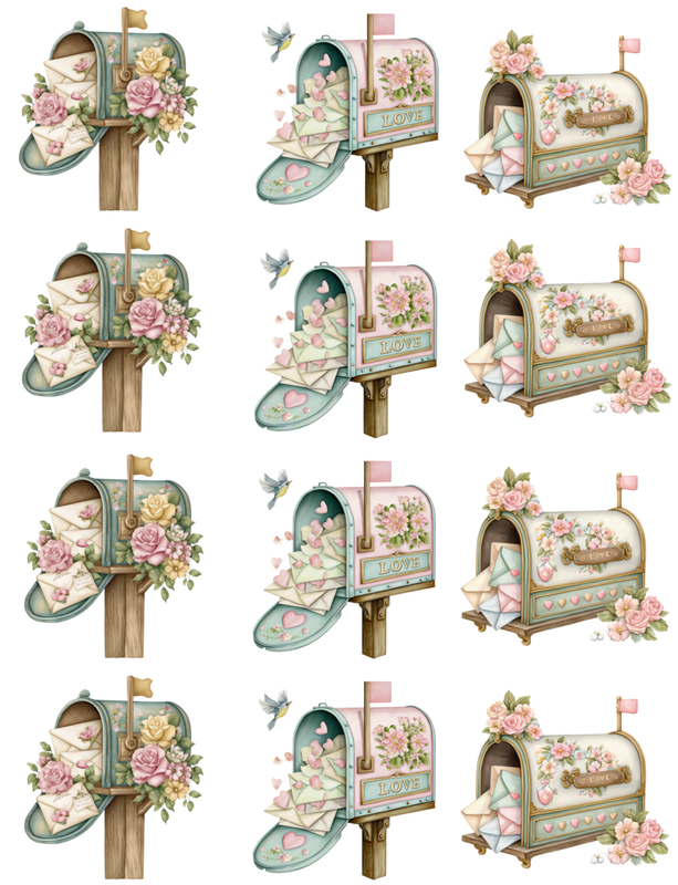 Love Mailboxes Peel & Place - 3 images per sheet - 12 images per sheet - ONLY AVAILABLE ONLINE