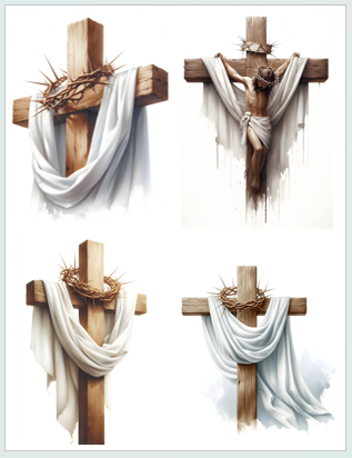 Cross w/ Shroud 4 Different Images- ONLINE ONLY