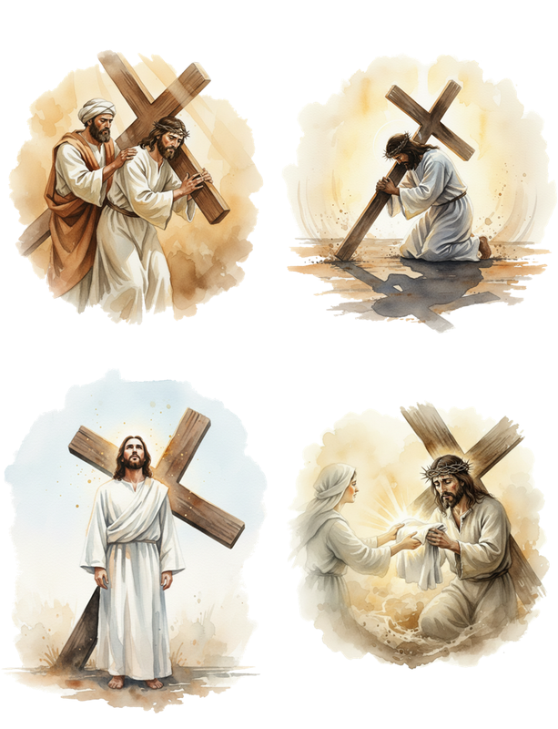 Jesus with Cross 4 different images- ONLINE ONLY