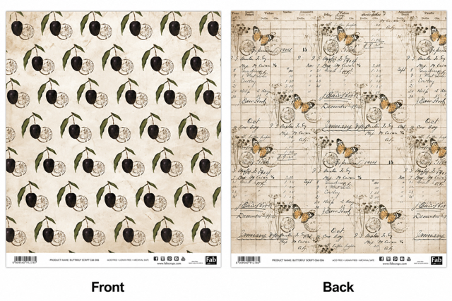 Butterfly Script-Double-Sided Scrapbook Paper (12x12)