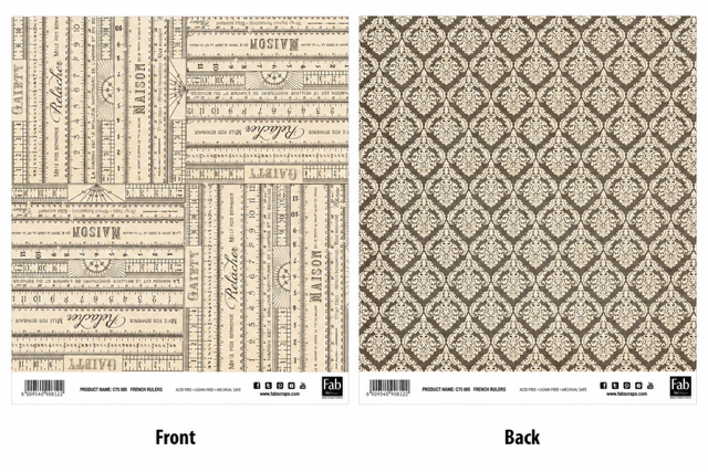 French Rulers-Double-Sided Scrapbook Paper (12x12)