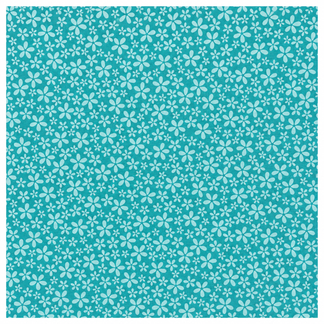 Teal Flowers-Single-Side Scrapbook Paper (12x12)