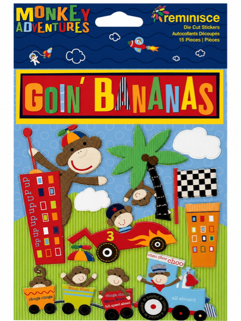 Monkey Adventures "Goin' Bananas" Die Cut Stickers (10pc)
