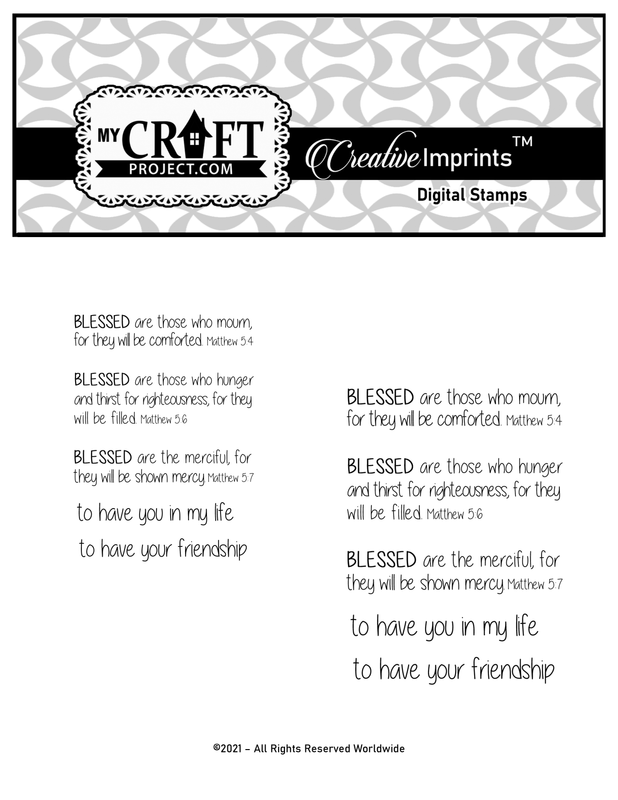 Blessed" word sentiments Digital Imprints stamp set
