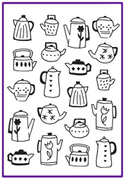Tea Coffe Pots embossing folder