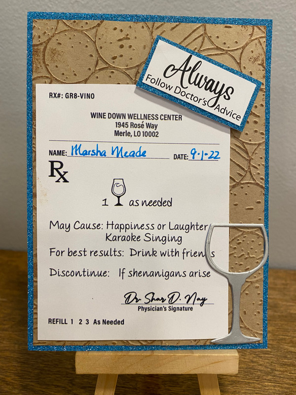 Wine Prescription Sentiments Creative Imprints rubber stamp