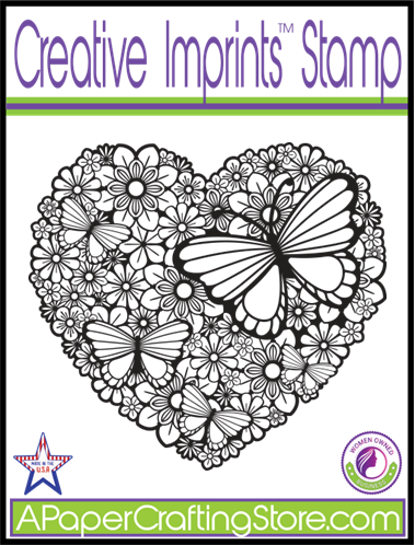 Butterfly Heart Creative Imprints rubber stamp