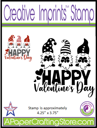 Happy Valentine's Day Gnomie Trio Creative Imprints rubber stamp