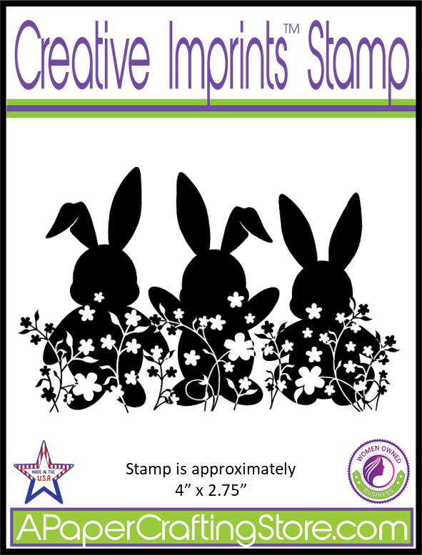 Floral Bunnies 3 pc Creative Imprints rubber stamp