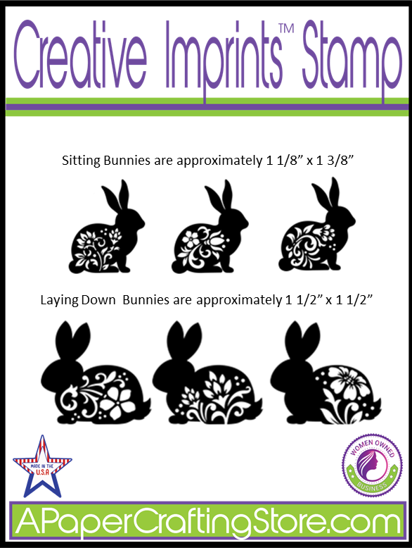 Floral Bunnies 6-pc Creative Imprints rubber stamp