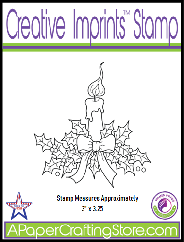 Lit Candle with Holly Creative Imprints rubber stamp
