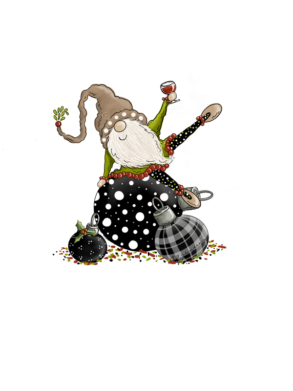 Gnome on Trio of Ornaments Creative Imprints rubber stamp