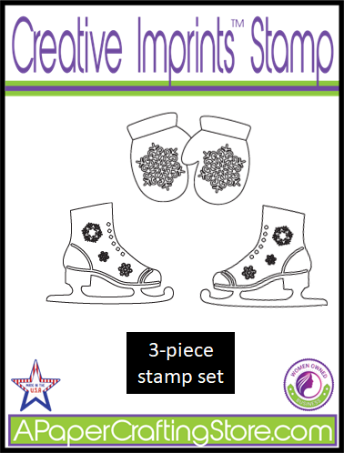 Mittens & Ice Skates - Creative Imprints rubber stamp 3-piece set