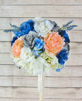 Grey Blue Cream Tones Bride Bouquet