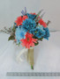 Boho Teal & Coral Bride Bouquet