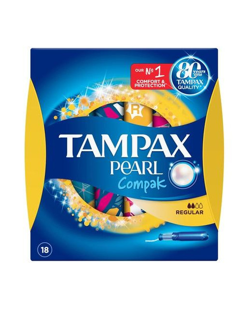 18 tampones con aplicador compak pearl regular tampax