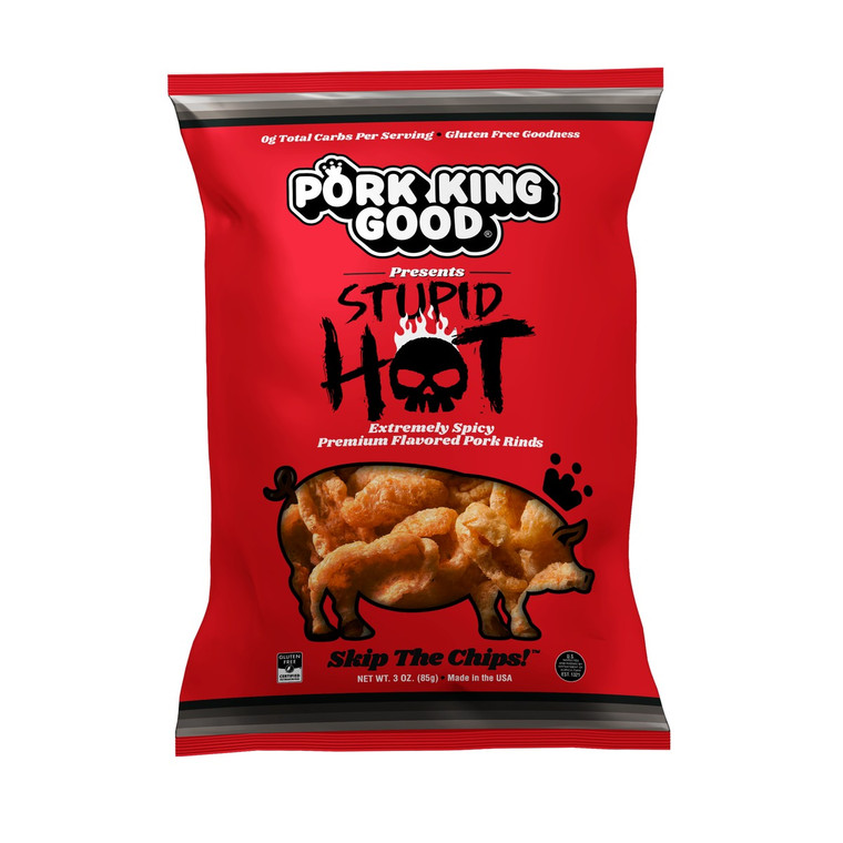 Stupid Hot Pork Rinds - 3 oz