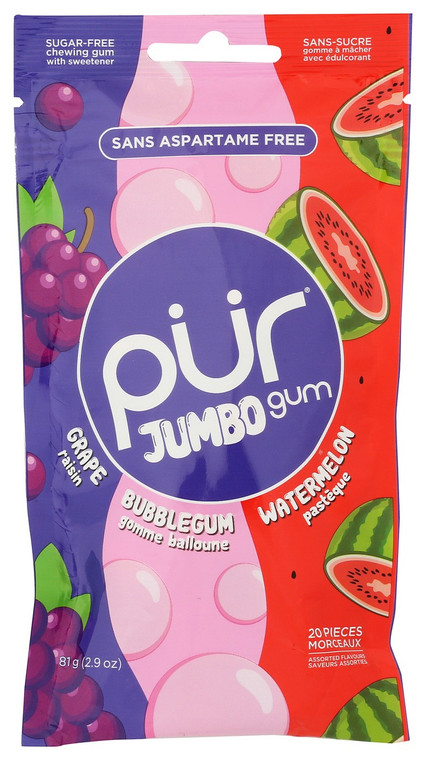 Grape, Bubblegum and Watermelon Jumbo Gum - 2.9 oz