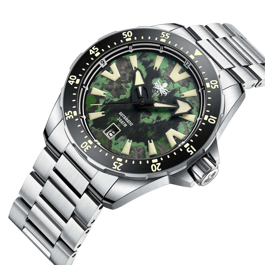 PHOIBOS APOLLO TITANIUM 300M Automatic Diver Watch PY041A  Jungle Camo Green 