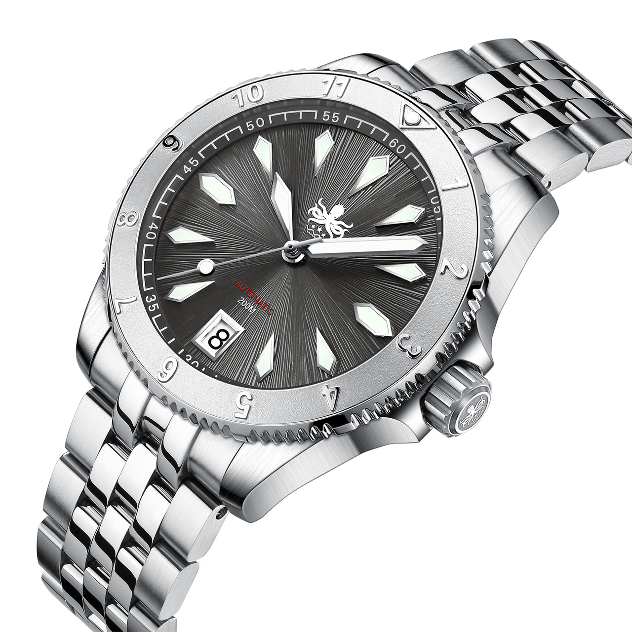 PHOIBOS Voyager 200M Automatic Diver Watch PY026E Sunray Gray