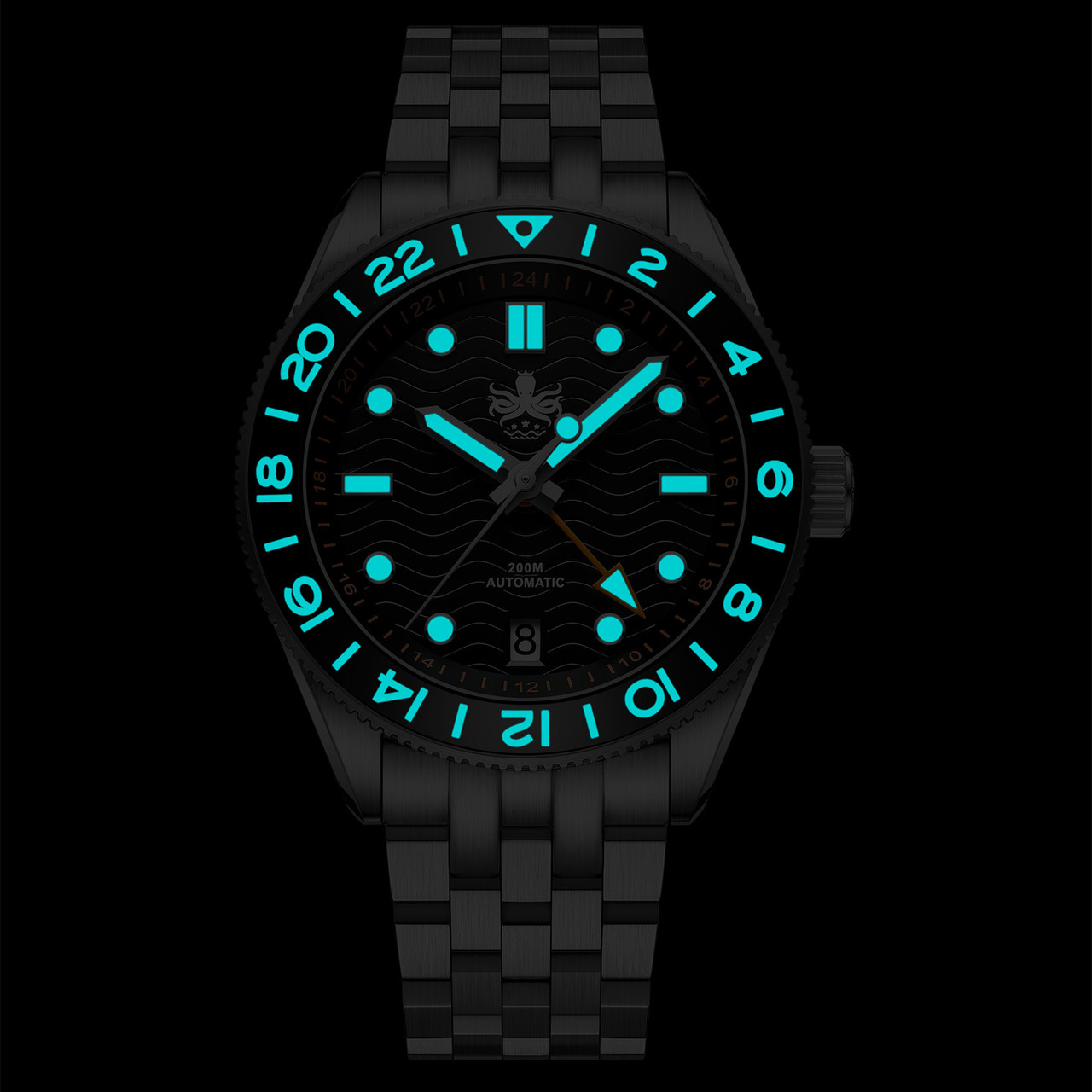PHOIBOS WAVE MASTER GMT 200M Automatic Diver Watch PY049A Green