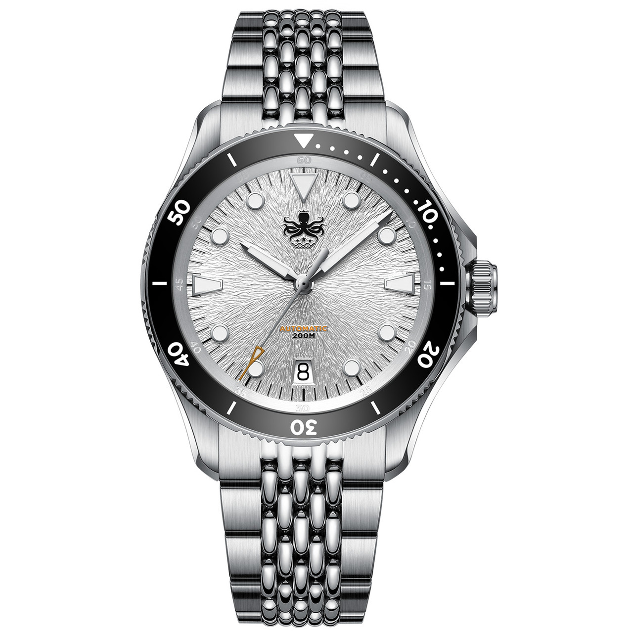 PHOIBOS Delphinus 200M Automatic Diver Watch PY055ED Silver White Date