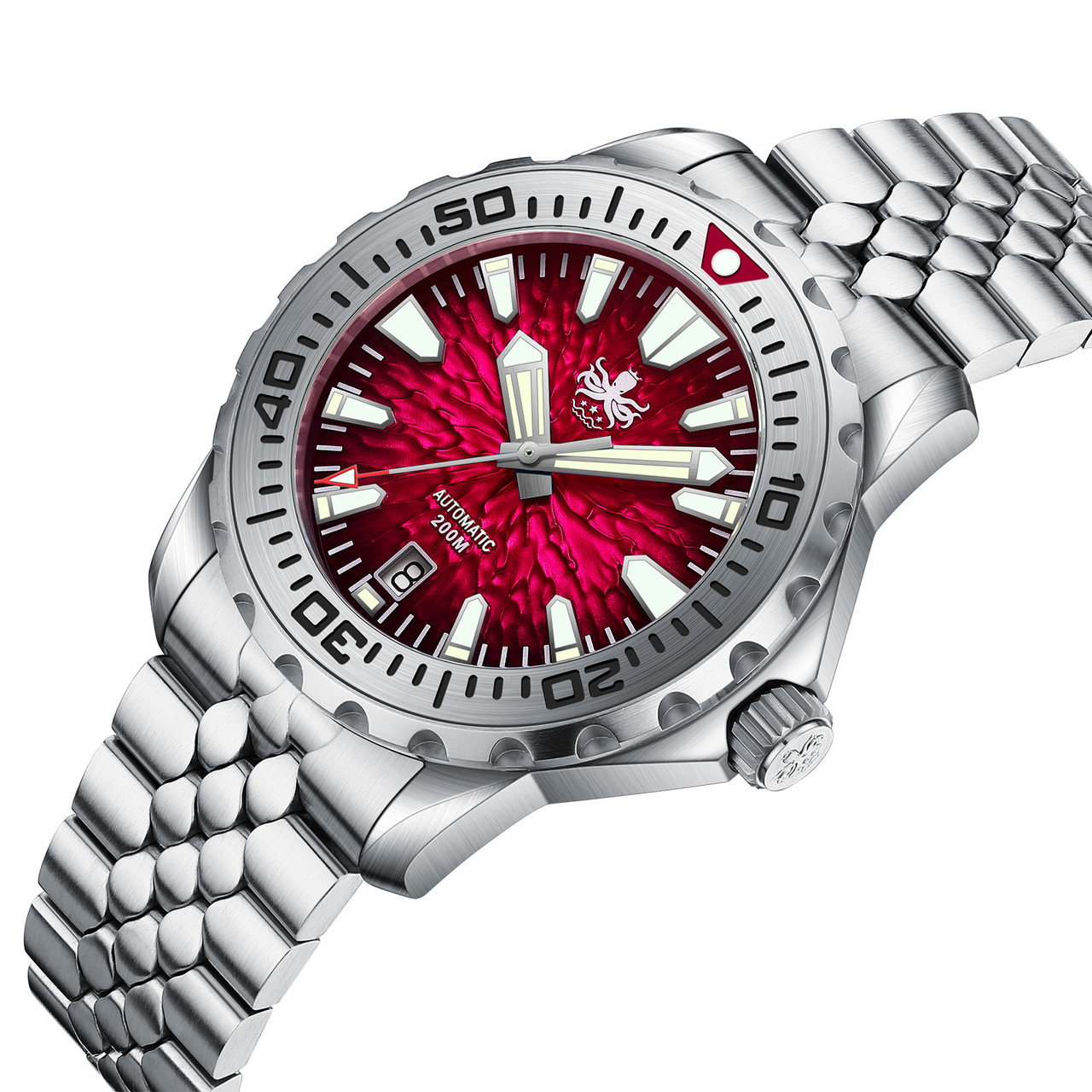 PHOIBOS KRAKEN 200M Automatic Diver Watch PY059E Lava Red