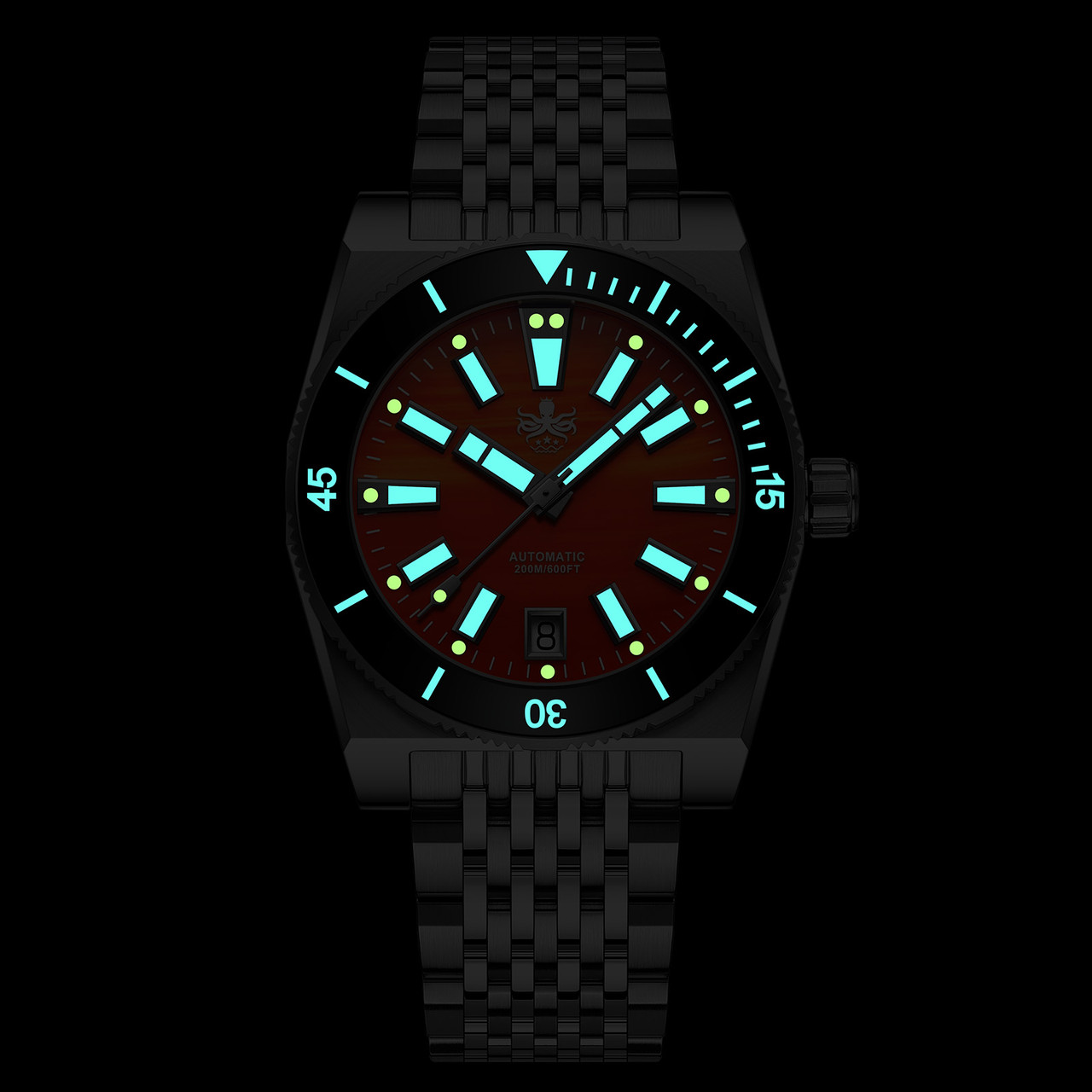 PHOIBOS Narwhal 200M Automatic Diver Watch PY061A Green Malachite