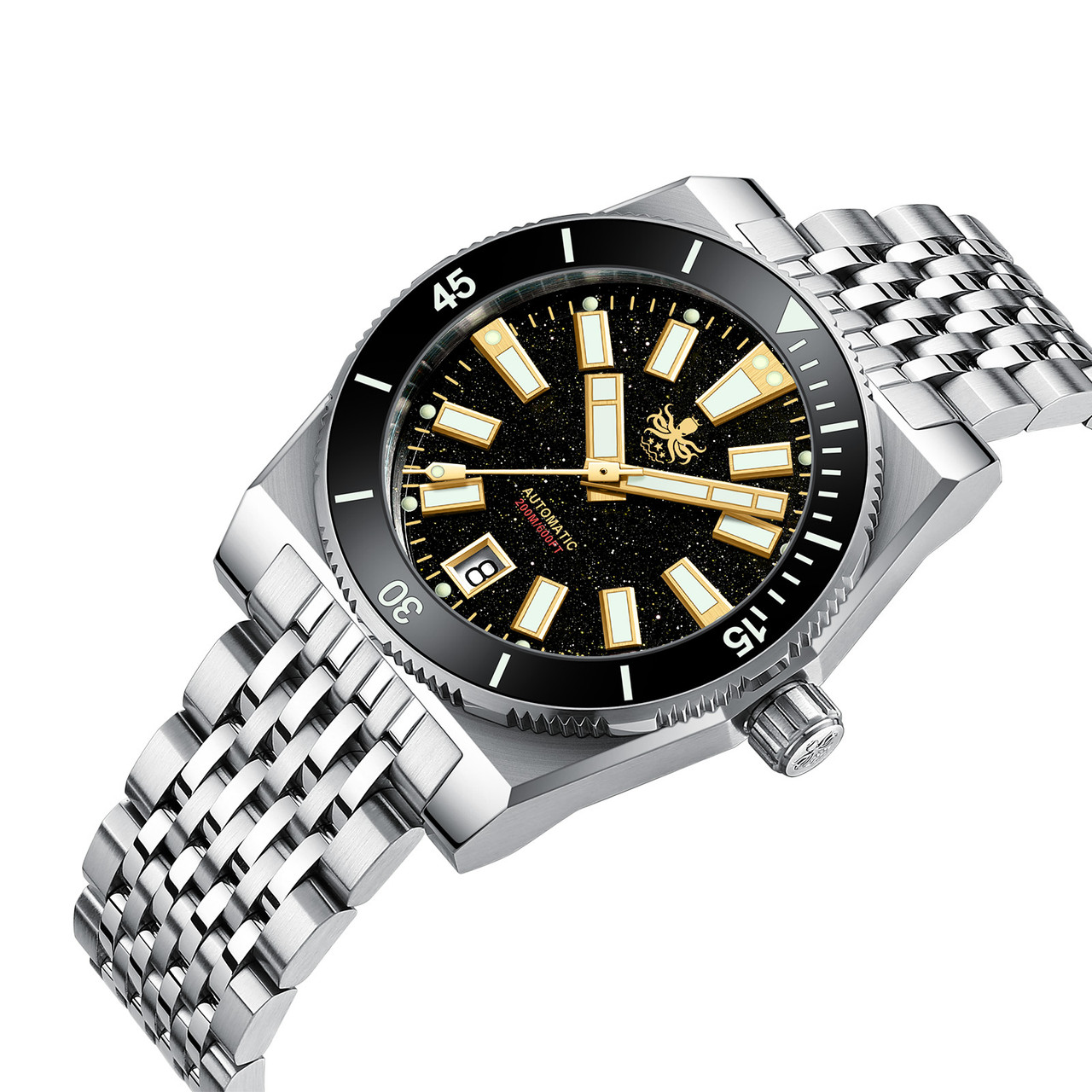 PHOIBOS Narwhal 200M Automatic Diver Watch PY061C Black Aventurine