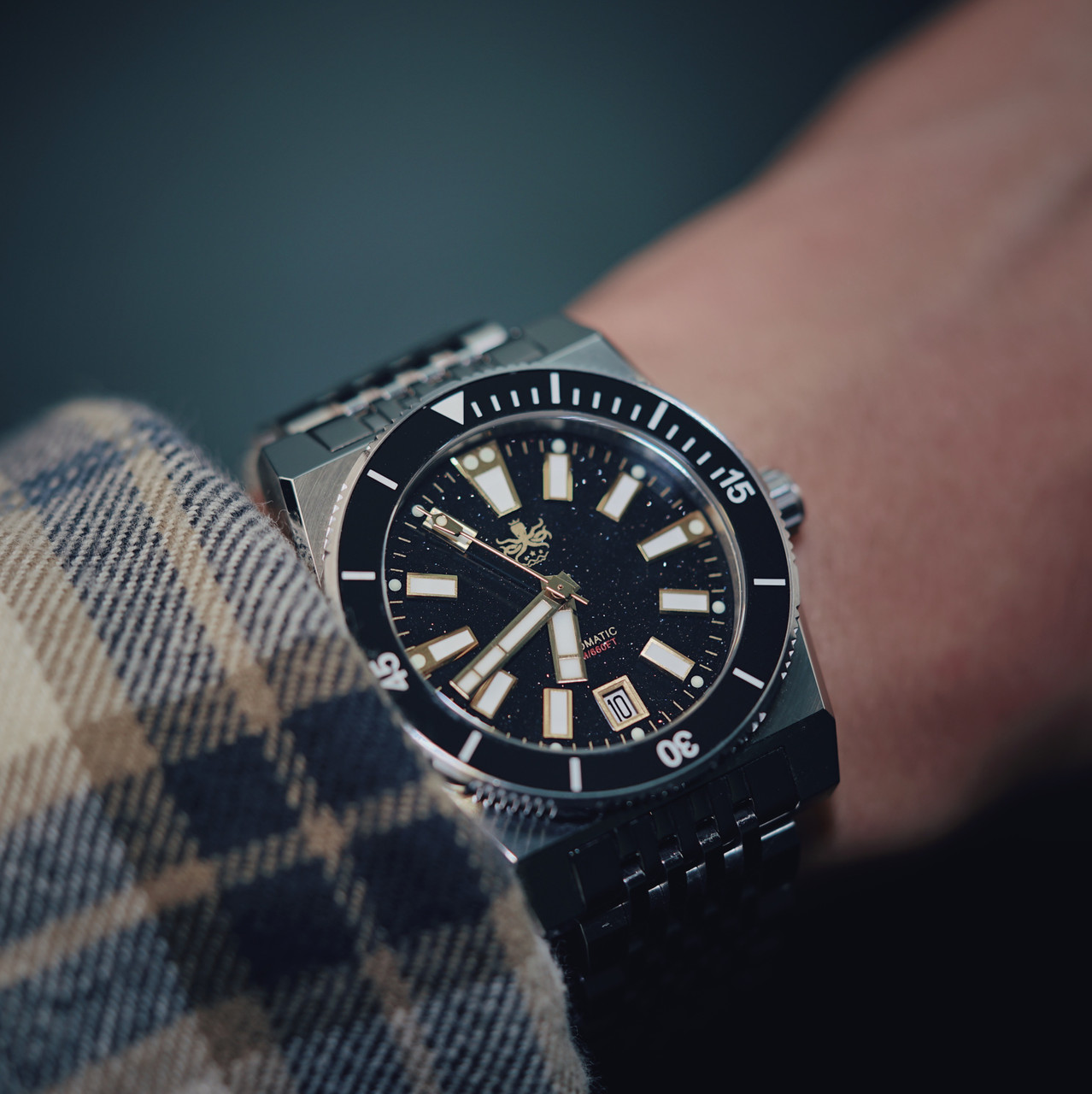 PHOIBOS Narwhal 200M Automatic Diver Watch PY061C Black Aventurine