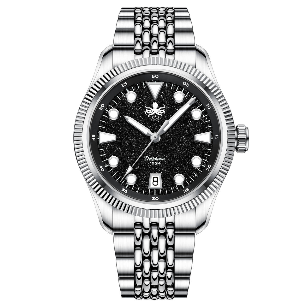 PHOIBOS Delphinus 100M Automatic Watch PY066C Black Aventurine