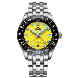 PHOIBOS Wave Master GMT 200M Automatic Diver Watch PY049F Yellow
